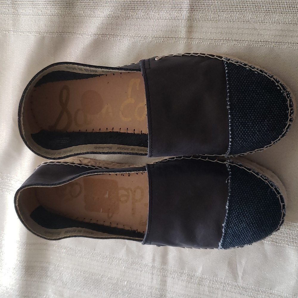 Sam Edelman New Wedges Leather Platform Espadrille 41/10 NAVY Handmade Spain - Picture 10 of 13